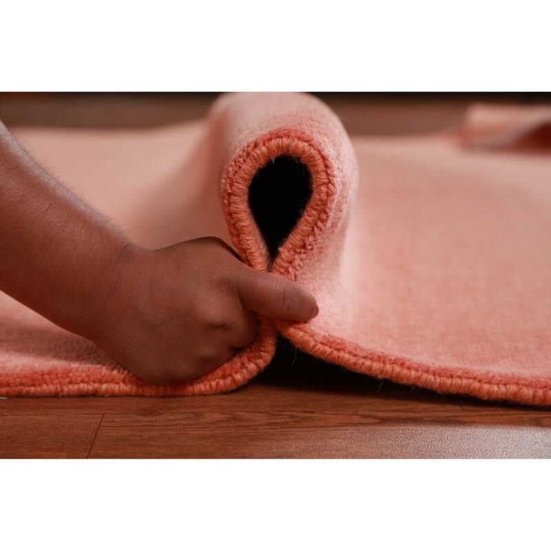 Hand Knotted Oriental 100% Wool Carpet Modern Solid Coral Gabbeh Area Rug - 9' 1'' X 6' 3''
