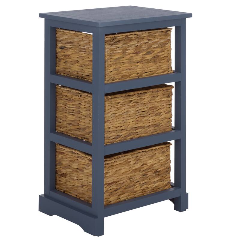 SAFAVIEH Evaline Distressed Black 3 Wicker Basket Storage Unit - 17.3" x 13.4" x 29.5" - 17"W x 13"D x 30"H