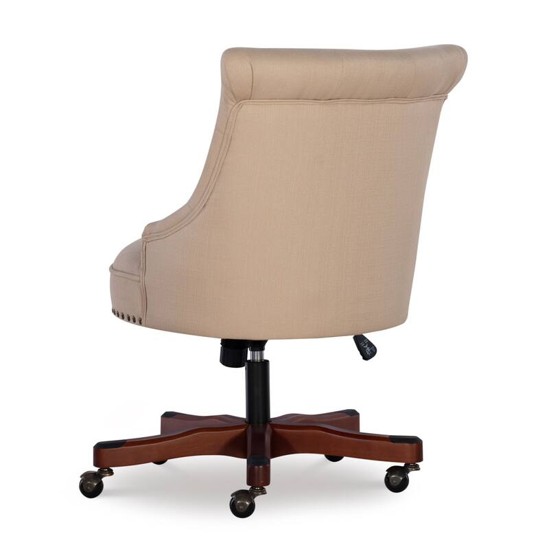 Tufted Plush Office Chair - 39" - Beige and Brown