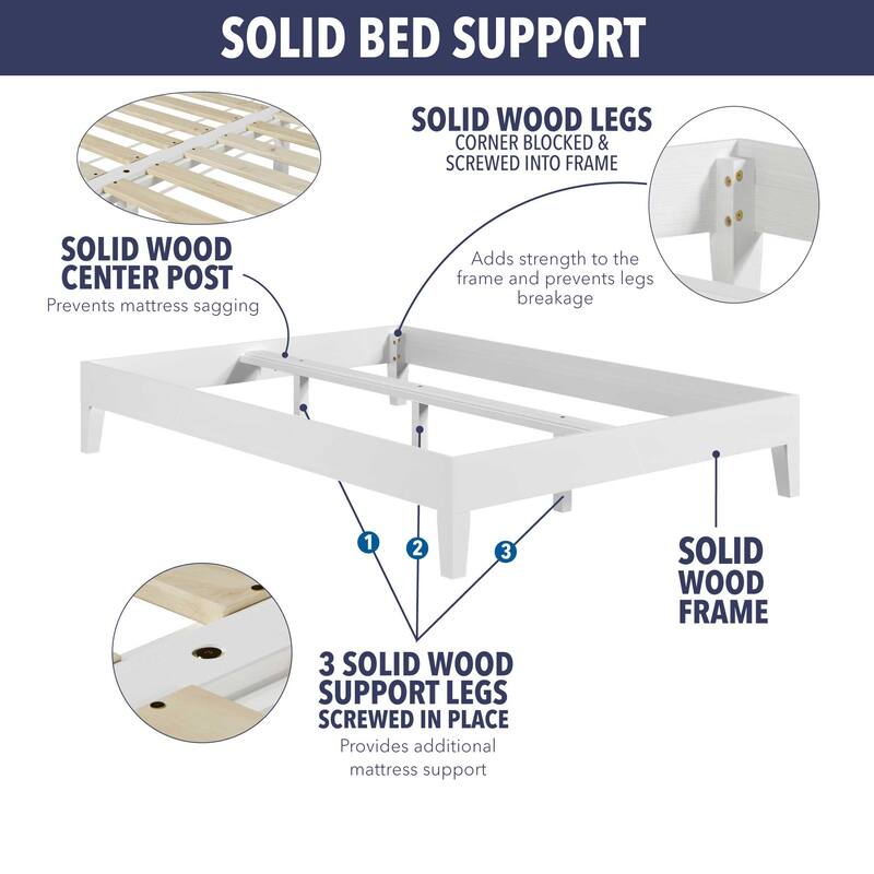 Queen Size Wood Platform Bed with 28-Slat Support System