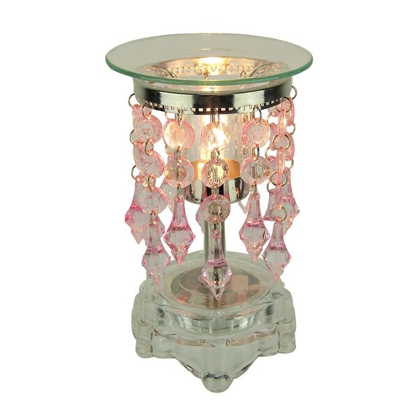 Elegant Pink Drop Pendant Glass Oil Warmer Accent Light - 7.5 X 4.75 X 4.75 inches