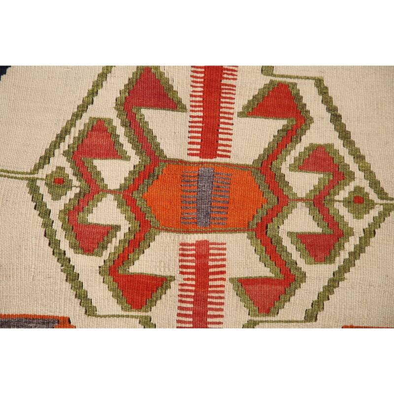 Vegetable Dye Kilim Qashqai Persian Vintage Flatweave Wool Carpet - 4'5" x 8'2"