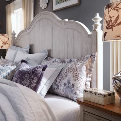 Farmhouse Reimagined Antique White with Chestnut King Poster Headboard