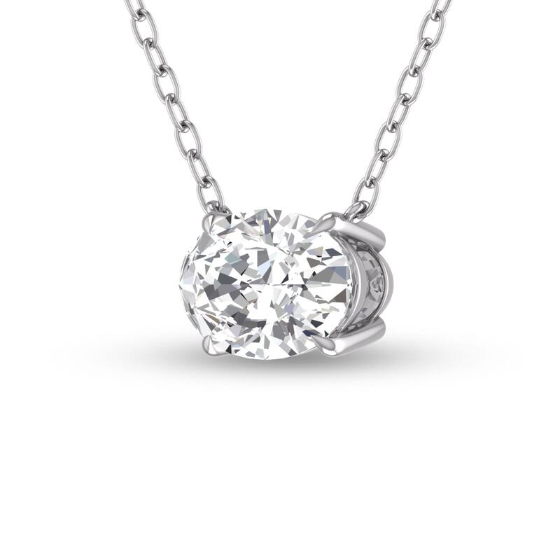Marquee Lab Grown 1/4 Carat Floating Oval Diamond Solitaire Pendant in 14K White Gold
