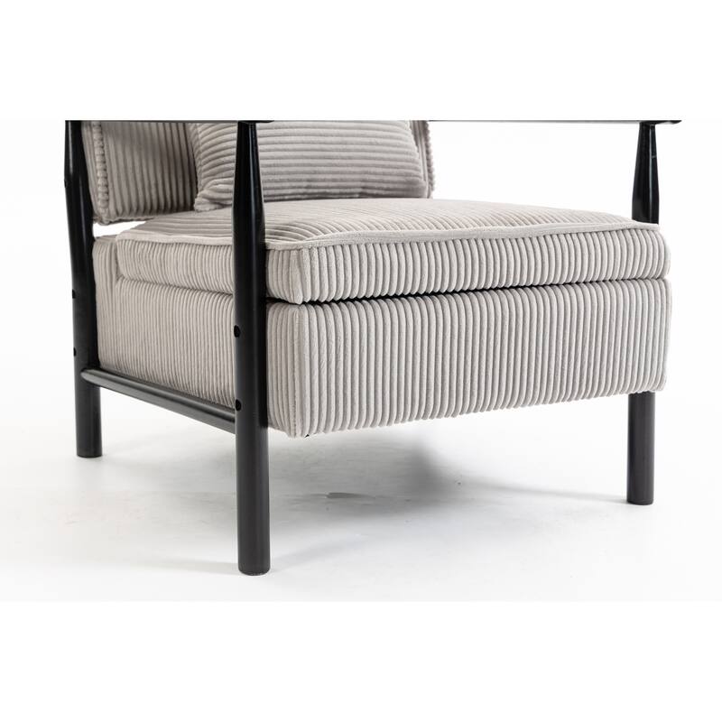 Storage Chair,Mid Century Modern Accent Chair with Wood Frame, Upholstered Living Room Chairs with Waist Cushion