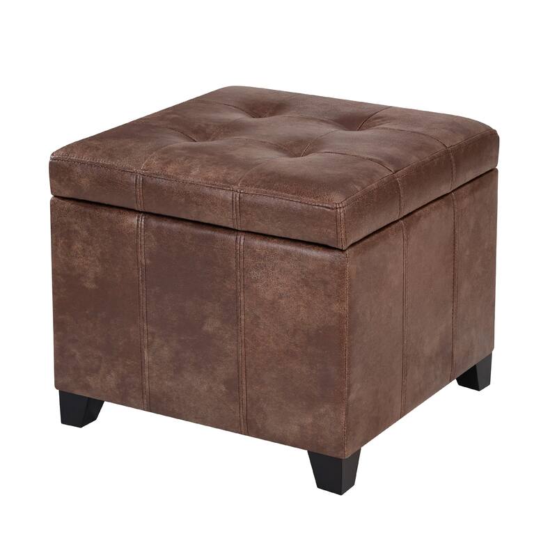 Adeco Versatile Faux Leather Storage Ottoman