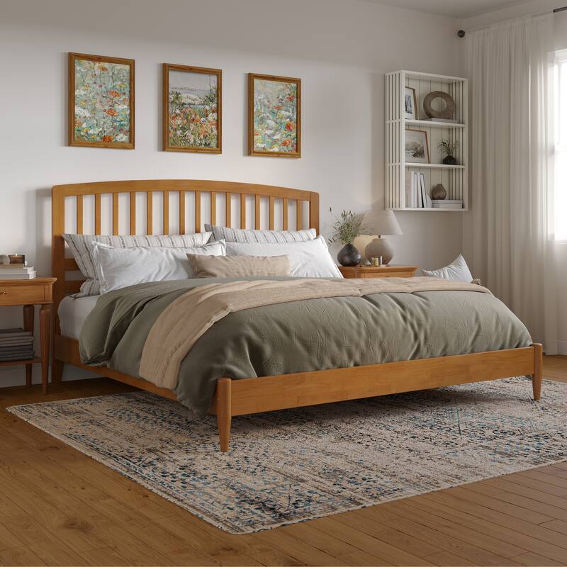 Quincy Solid Wood Low Profile Platform Bed - Light Toffee - King