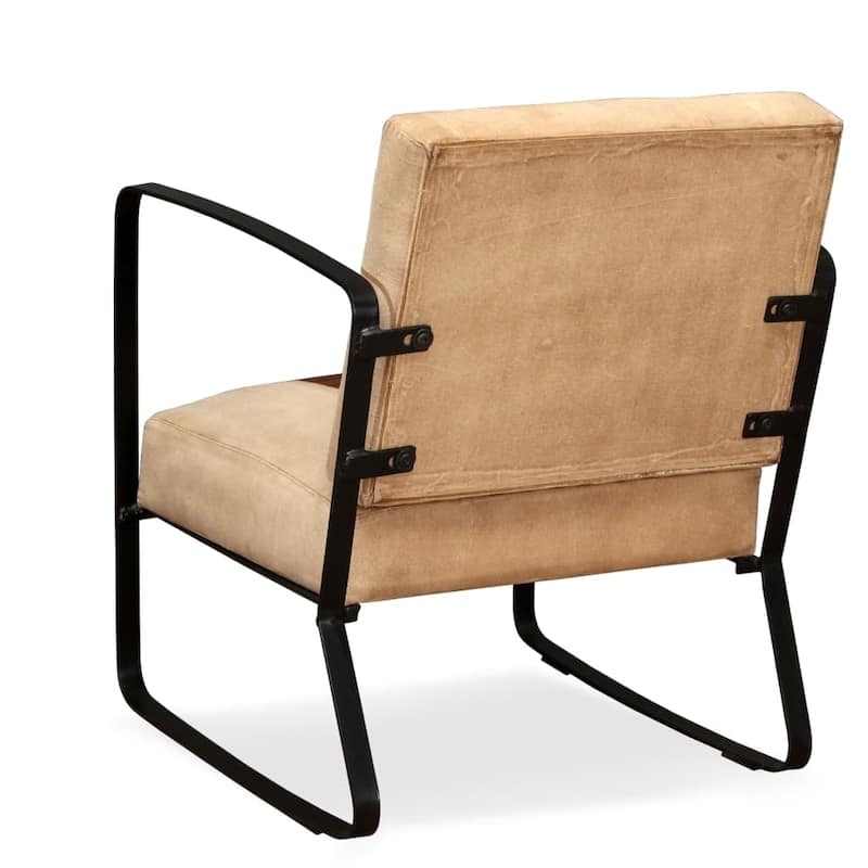 vidaXL Sofa Single Sofa Chair with Metal Frame for Living Room Genuine Leather - 23.6" x 25.2" x 29.1"