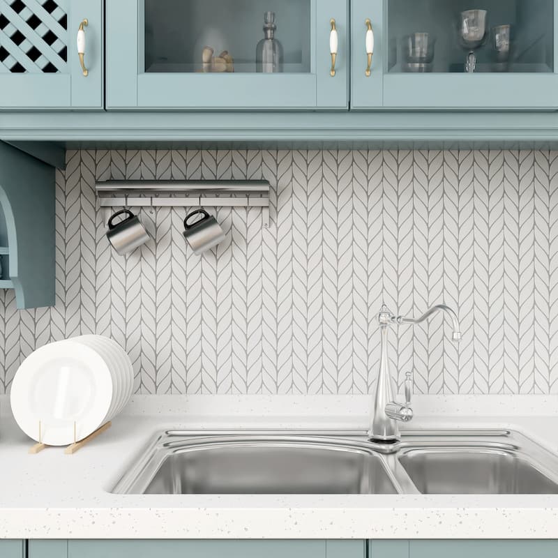 Porcelain Mosaic Tiles - White Petal Matte Porcelain Wall & Floor Tile - Case (15 Sheets)