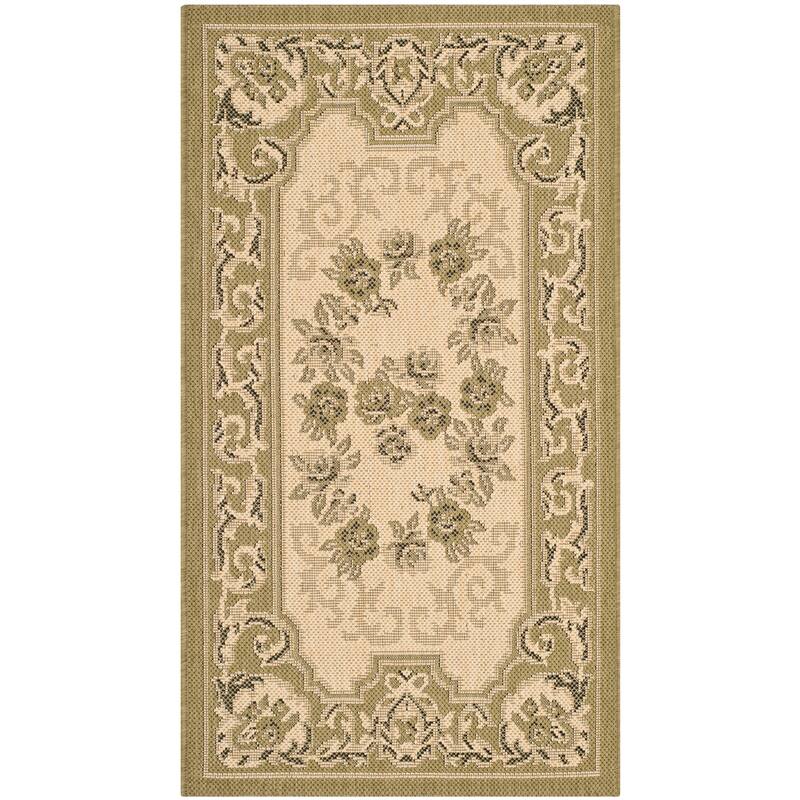 SAFAVIEH Courtyard Berendje Indoor/ Outdoor Waterproof Patio Backyard Rug - 2' x 3'7" - Cream/Green