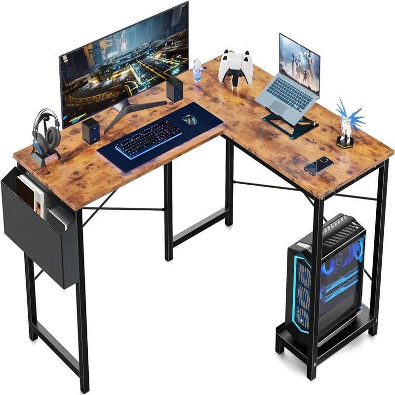 L Shaped Computer Desk - Rustic Brown