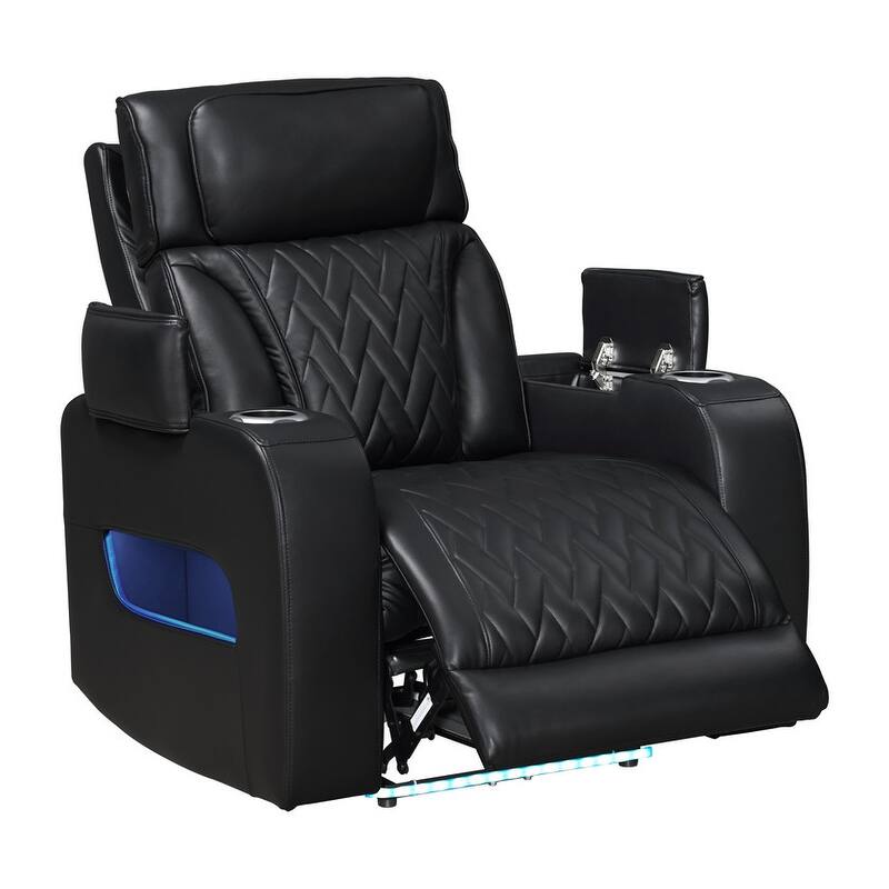 Jazz Leather Aire Power Reclining Living Room Set w/Pwr Headrest, BT Speakers, LED, Wireless Chrg Drop Tbl, USB, Strg & Cuphldrs