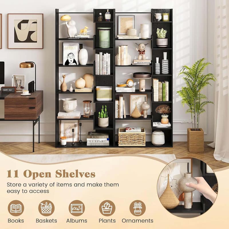 1/2PCS Display Shelf Storage Shelving Unit w/Staggered Shelves