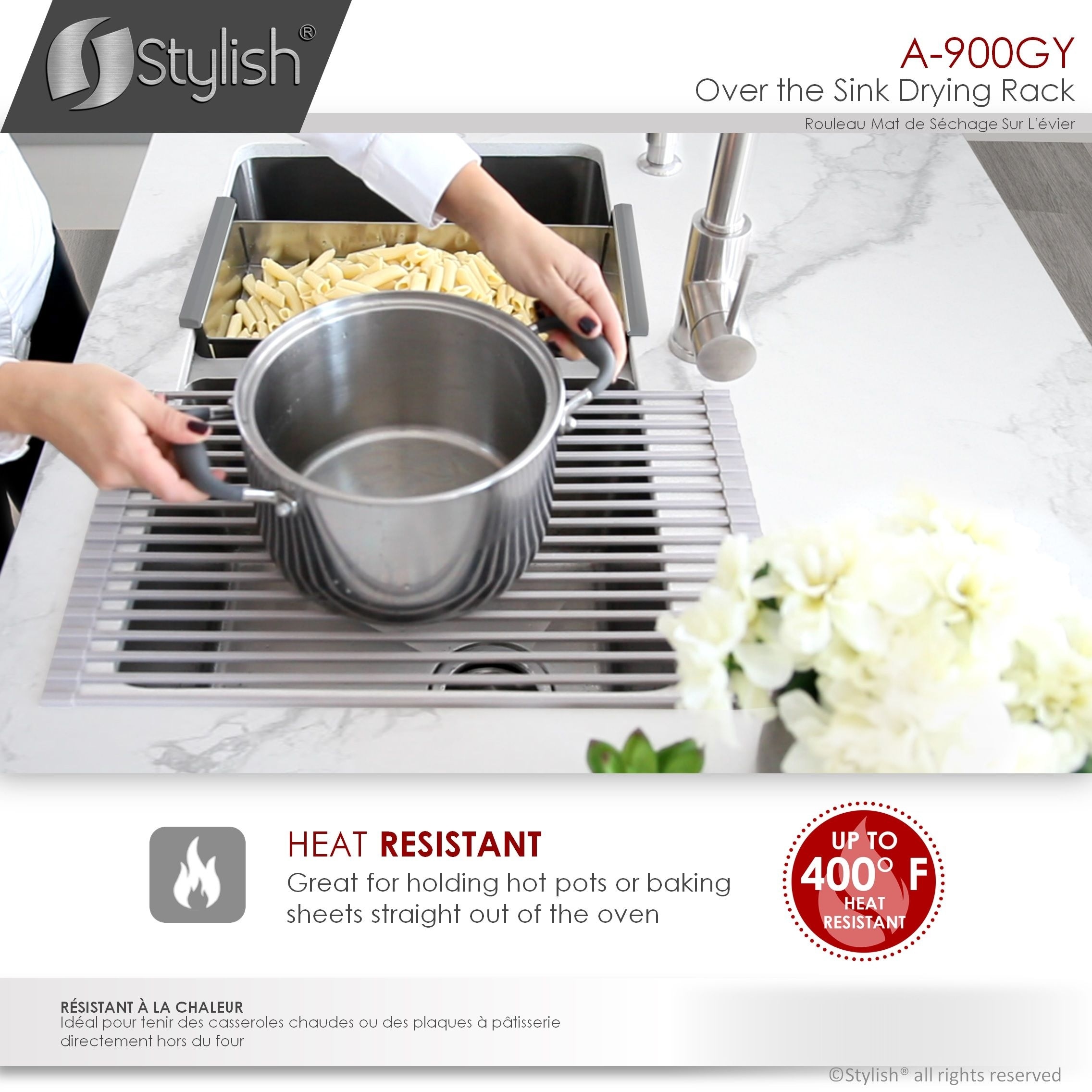 Adjustable Large Dish Drying Rack Metal Over the Sink Storage Kitchen -  33.6x12.4x20.5 inch - Bed Bath & Beyond - 37234638