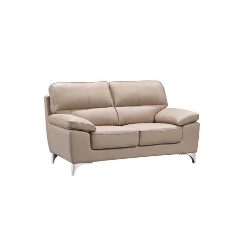37" Classy Beige Leather Loveseat - 37" x 64" x 36"