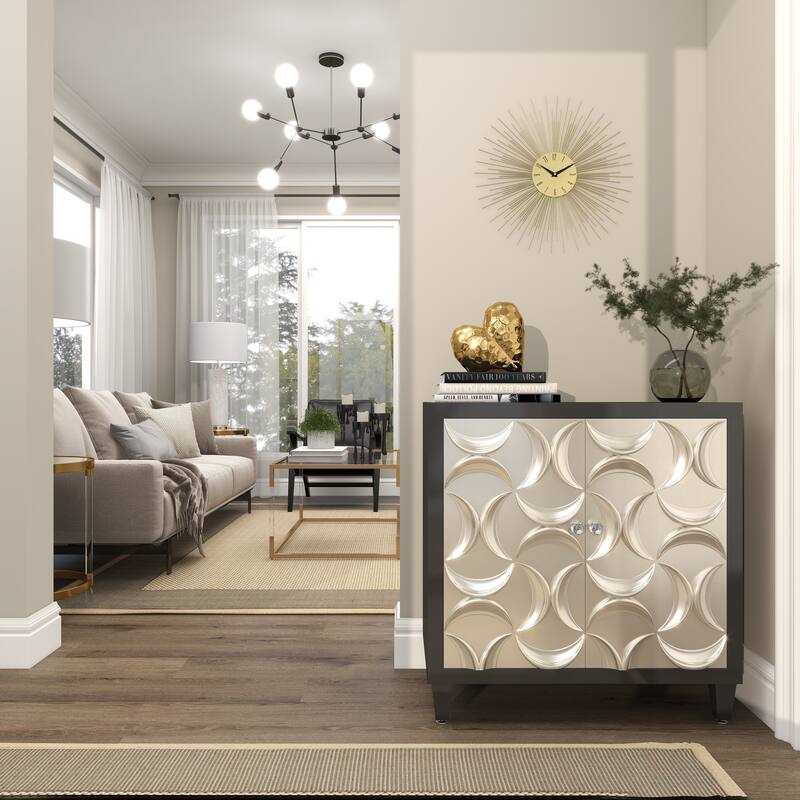 Gold Metal Starburst Decorative Wall Clock with Black Accents