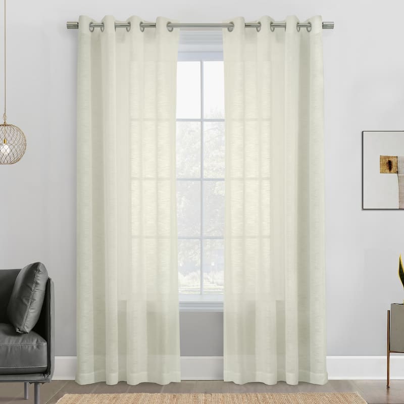 Boucle Sheer Grommet Curtain Panel - 52" x 95" - Off-white