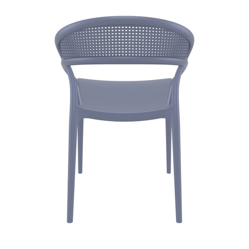 32.25" Gray Mesh Outdoor Patio Round Dining Chair