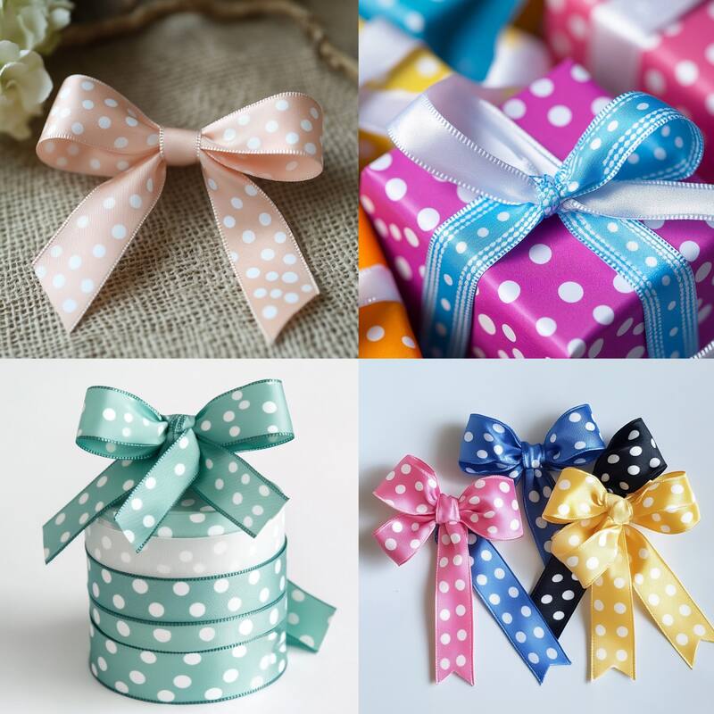 Grosgrain Ribbons with Dots Ribbon Bow Decoration
