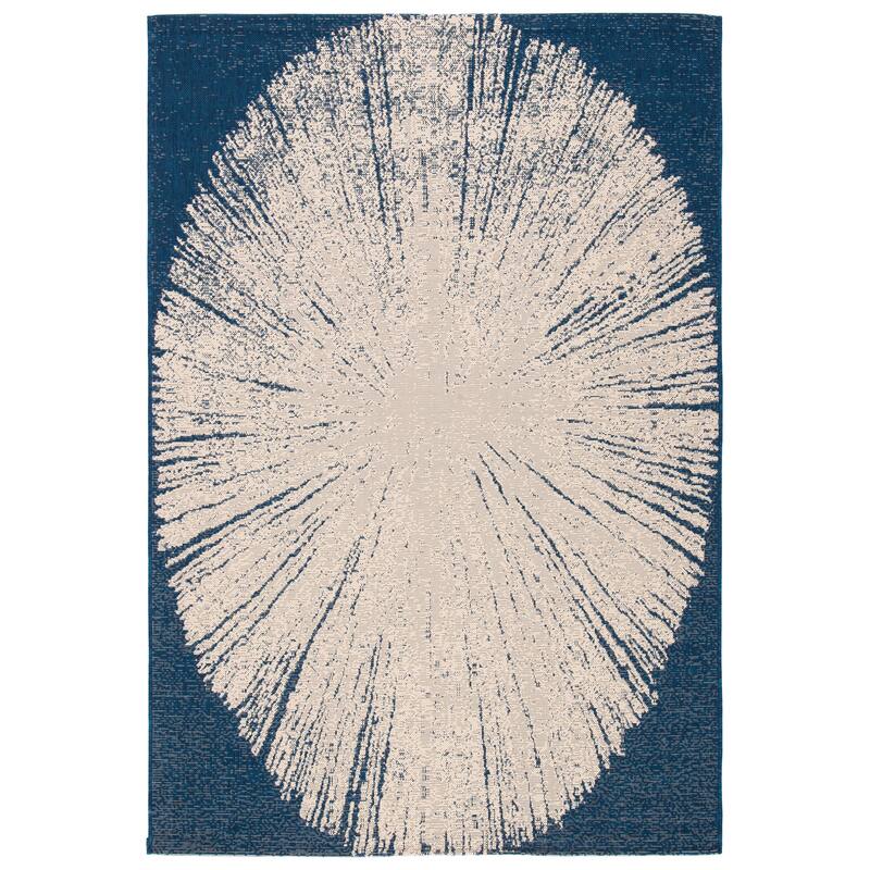 SAFAVIEH Courtyard Roksanda Waterproof Transitional - Dark Grey/Beige Rug