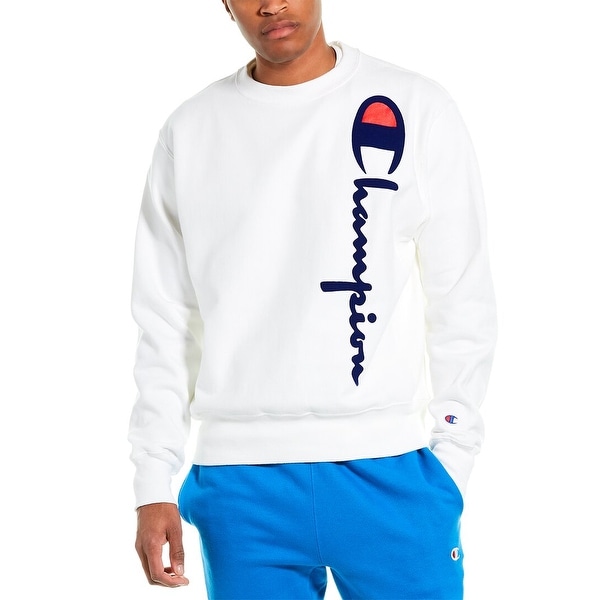 Champion Oversized Flocked Script Reverse Weave Sweatshirt. Opens flyout.