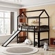 preview thumbnail 8 of 19, Twin Wood Loft Bed House Bed with Slide&Ladder&Guardrail&Roof, Large Underneath Play&Storage Area, Gray Espresso