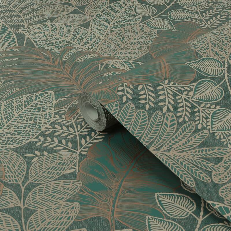 Scattered Leaves Forest Green