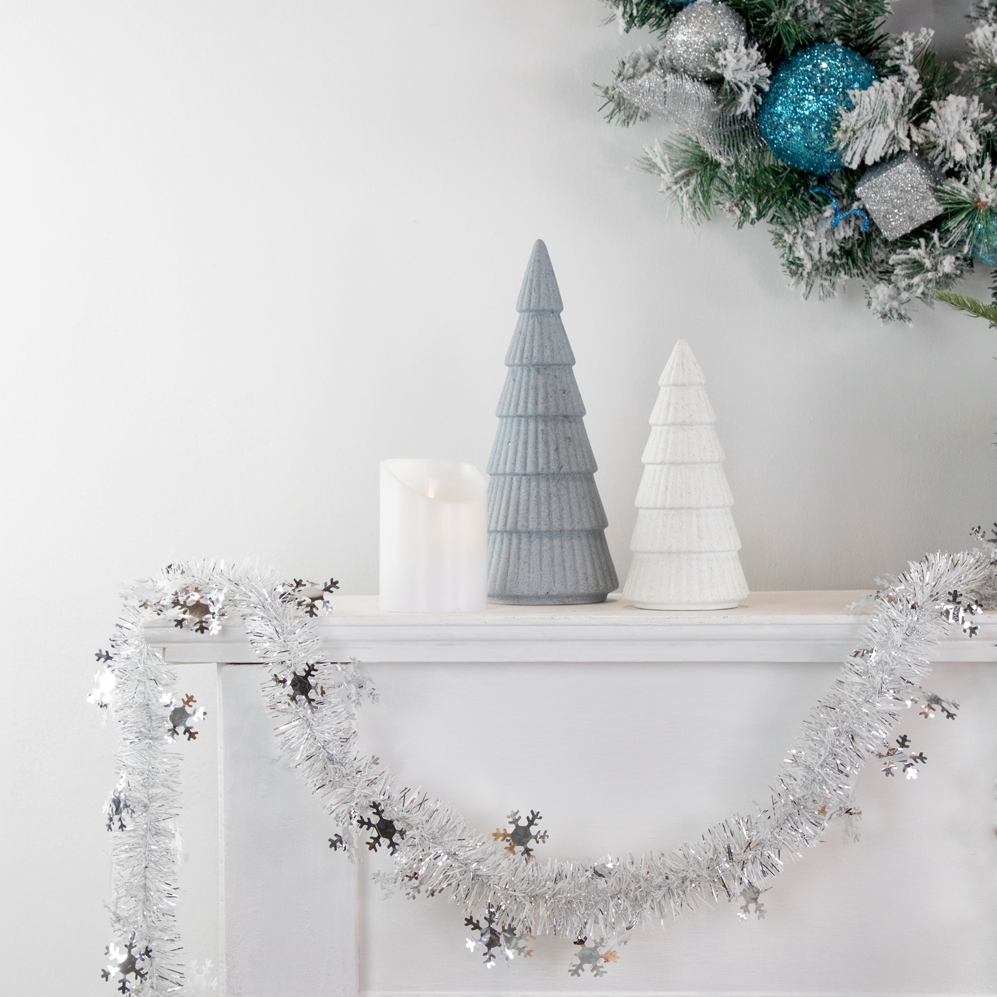 12' x 3 Iridescent & Snowblush Wide Cut Tinsel Christmas Garland - Unlit