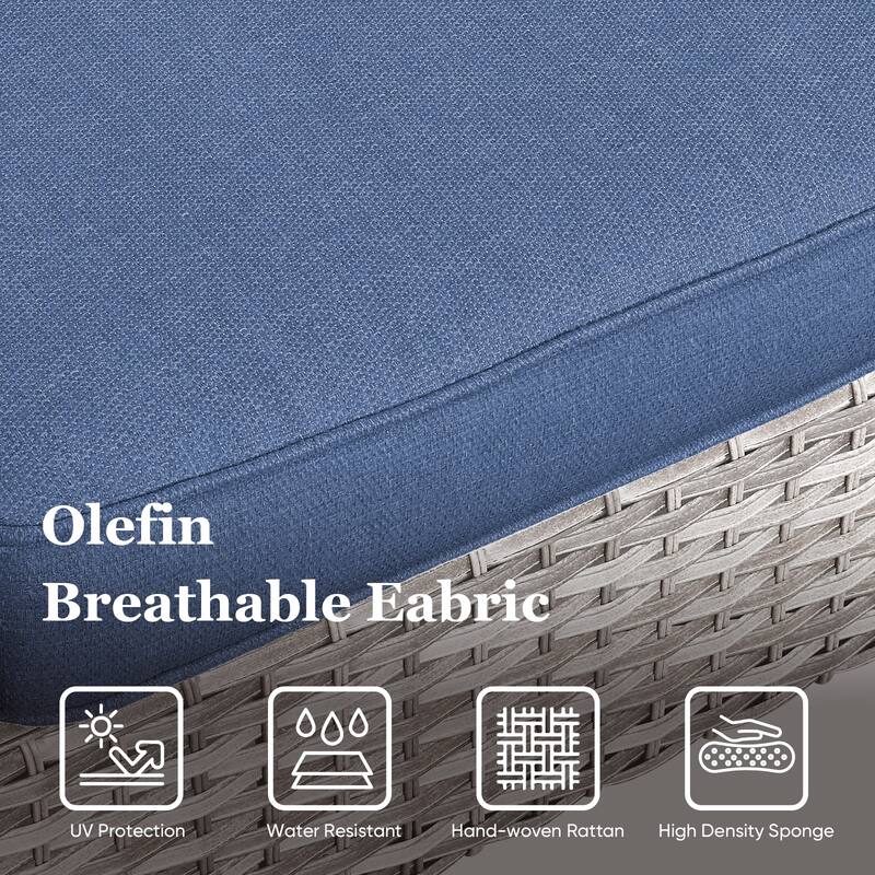 3PCS Patio PE Wicker Chair with Cushion and Table