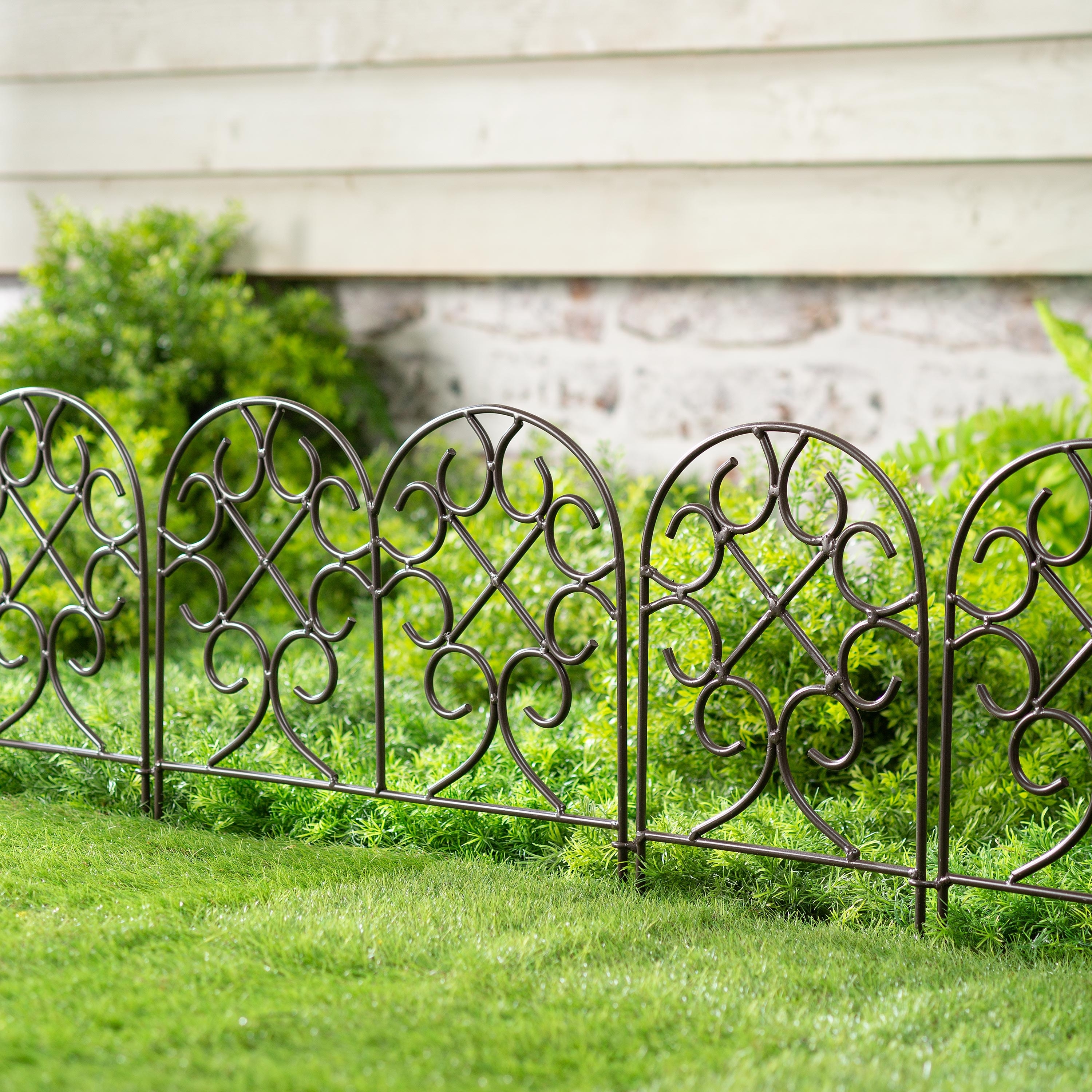 12 ft. Wrought Iron Edging with Ground Stakes and Gunmetal Finish