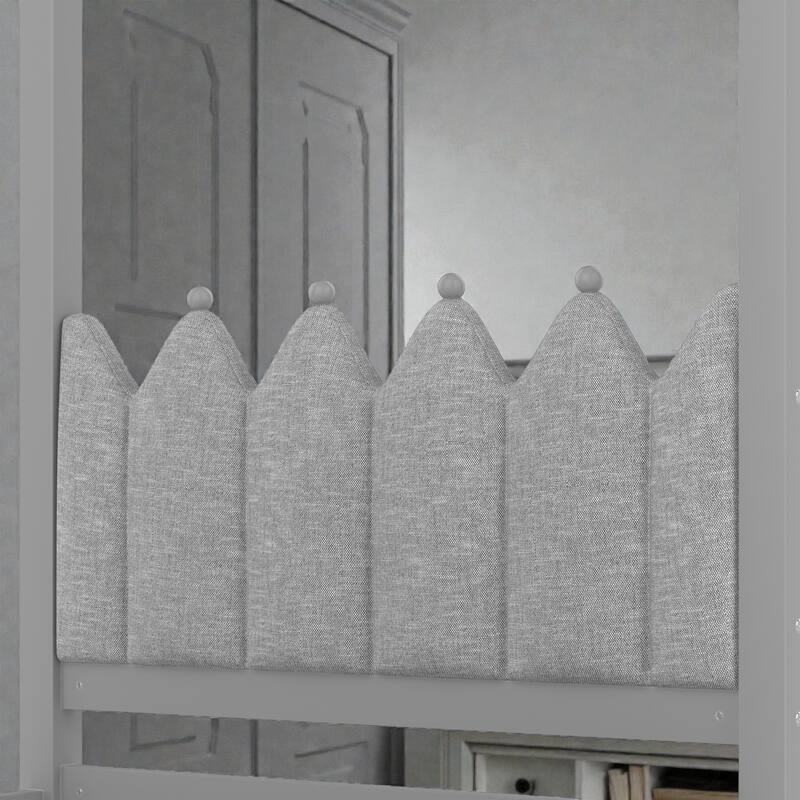 Princess Canopy Platform Bed with Upholstered Headboard, Trundle and 3 Drawers, Kids House Bed Frame with Storage