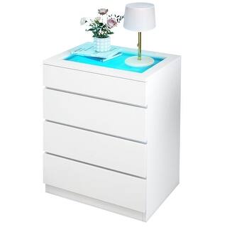 Moasis 4/8 Drawer Dresser Chest of Drawers Tempered Glass Top With LED