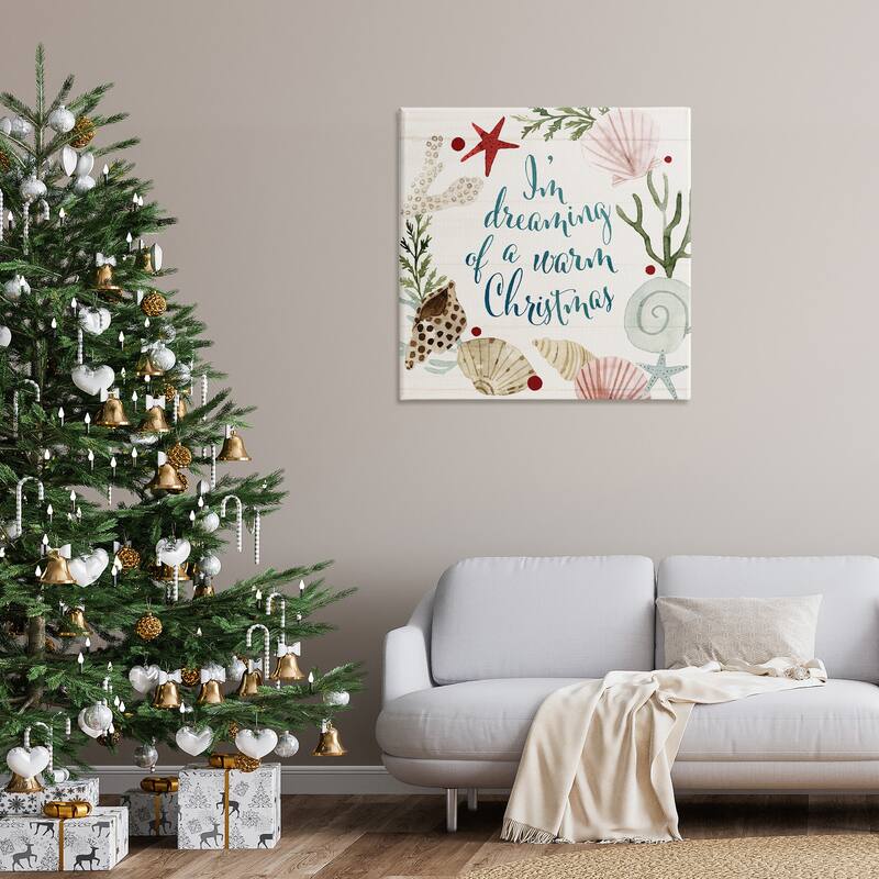 Stupell Dreaming of Warm Christmas Nautical Beach Holiday Canvas Wall Art - Multi-Color