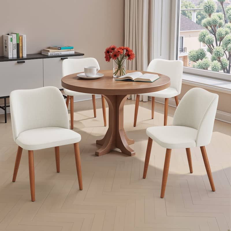 Modern Upholstered Dining Chairs with Padded Seat and Wood Legs