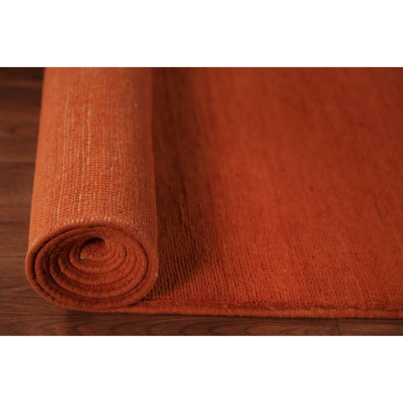 Solid / Modern Gabbeh Runner Rug Hand-Knotted Wool Carpet - 3'0" x 9'9"
