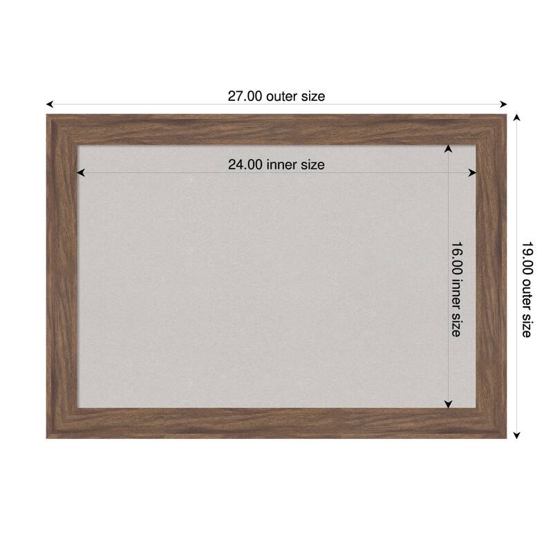 Pia Medium Brown Narrow Framed Cork Board - Bulletin Board, Organization Board, Pin Board - Grey - 27 x 19 in