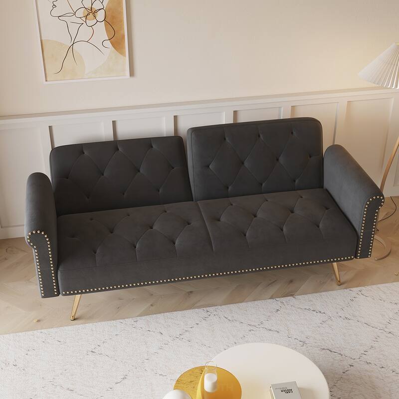 Velvet Tufted Back With 3 Pillow