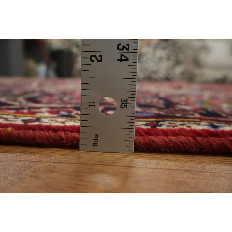 Hand Knotted Oriental 100% Wool Carpet Traditional Floral Red Kashan Area Rug - 11' 4'' X 7' 8''