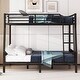 preview thumbnail 3 of 9, Black Full XL over Queen Size Metal Bunk Bed with Ladder & Support