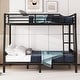 preview thumbnail 3 of 9, Black Full XL over Queen Size Metal Bunk Bed with Ladder and Slats Support for Adults Teens