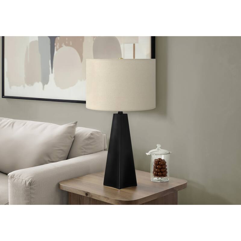 Lighting, 27"h, Table Lamp, Black Resin, Beige Shade, Modern