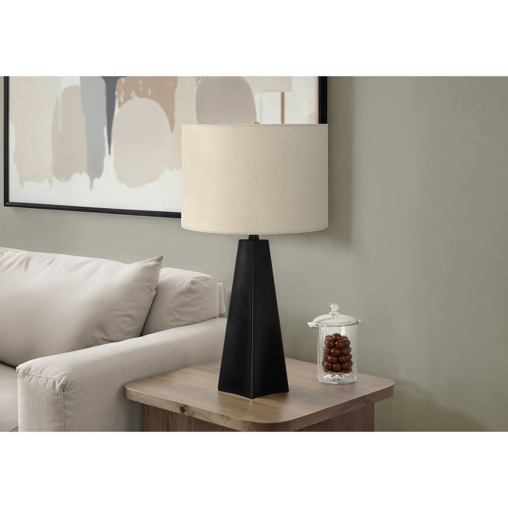 Lighting, 27"h, Table Lamp, Black Resin, Beige Shade, Modern