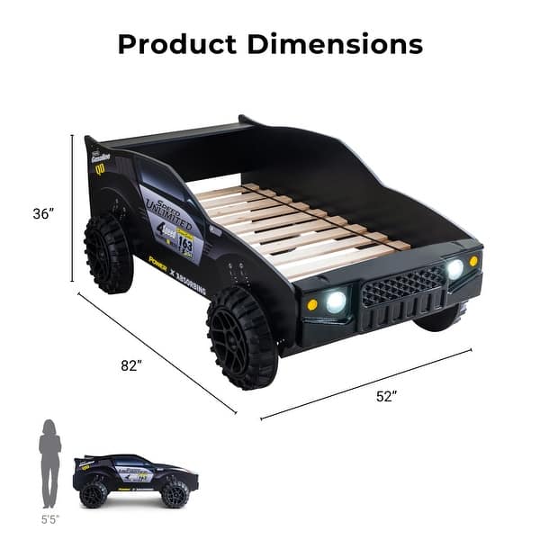 Toto Modern Black Twin Off-road Car Kid Bed with Wheels by Furniture of America