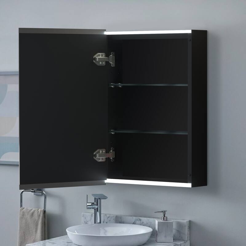 Bathroom LED Rectangular Aluminum Surface Mount Medicine Medicine Cabinet With Adjusted Glass shelves