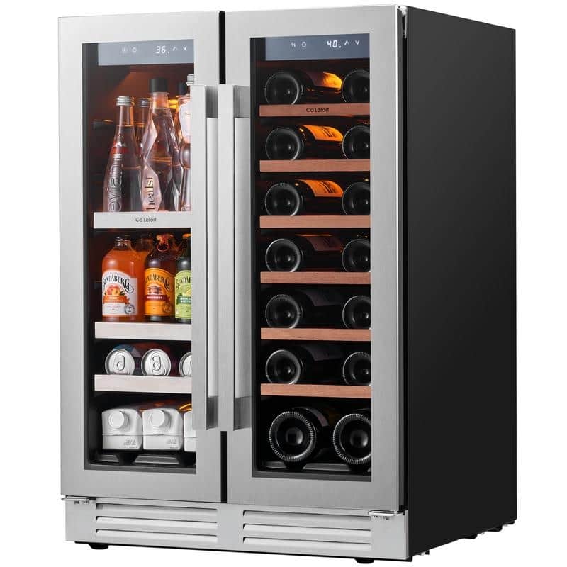 Ca'Lefort 23.4 in. 20 Bottle and 60 Can Wine & Beverage Cooler, Dual Zone Built-in Mini Fridge - 24 inch