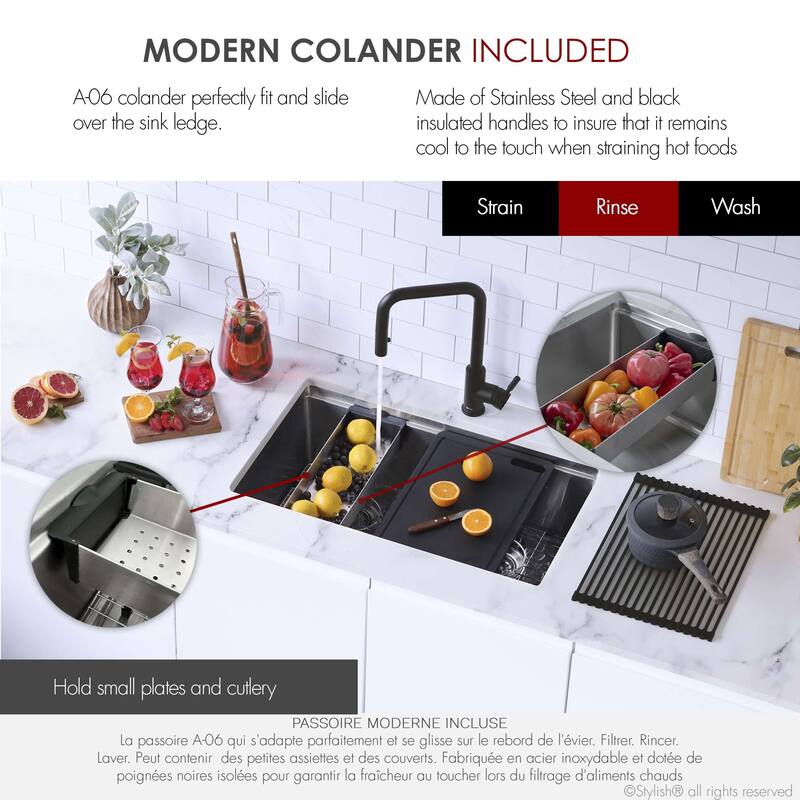 Dual-Mount Stainless Steel Workstation Kitchen Sink built in Accessories