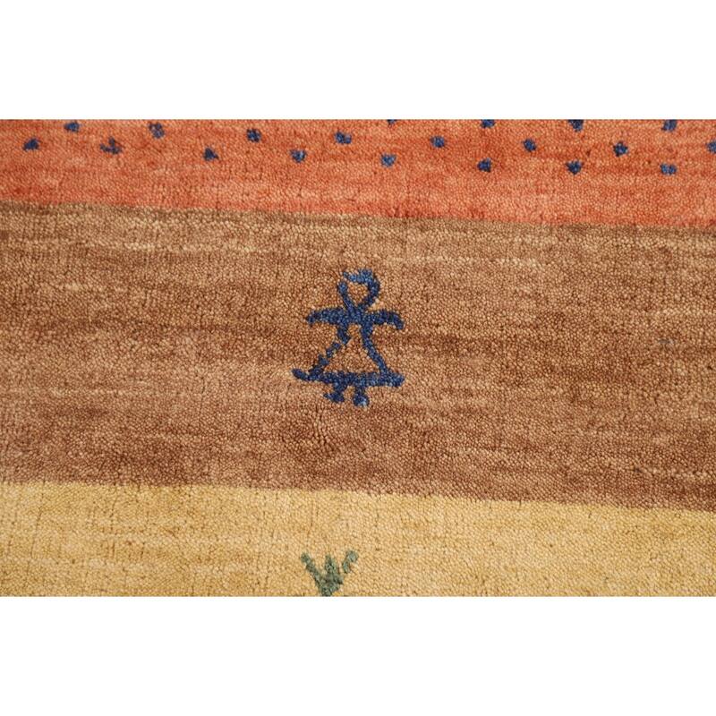 Striped Tribal Gabbeh Indian Area Rug Handmade Oriental Wool Carpet - 5'3"x 7'10"