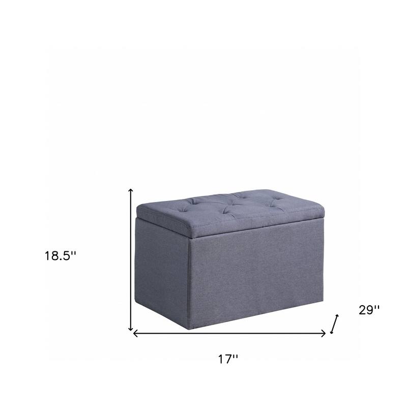 HomeRoots 17" Dark Gray Linen Tufted Storage Ottoman