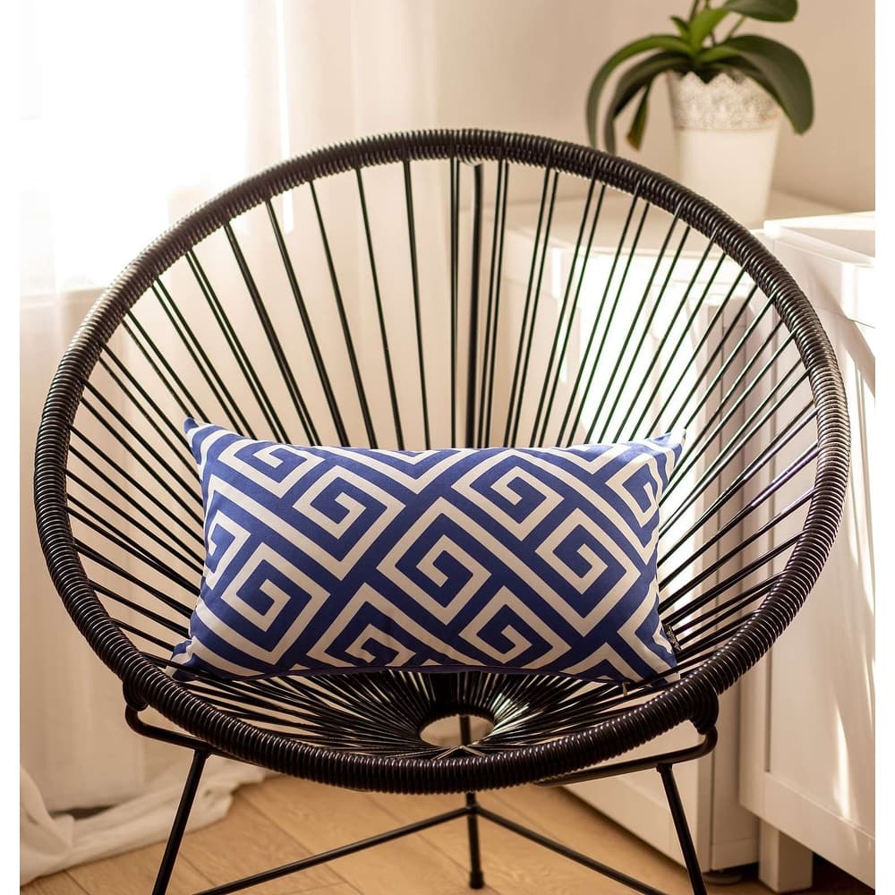 Yellow Greek Key Pattern Lumbar Throw Pillow