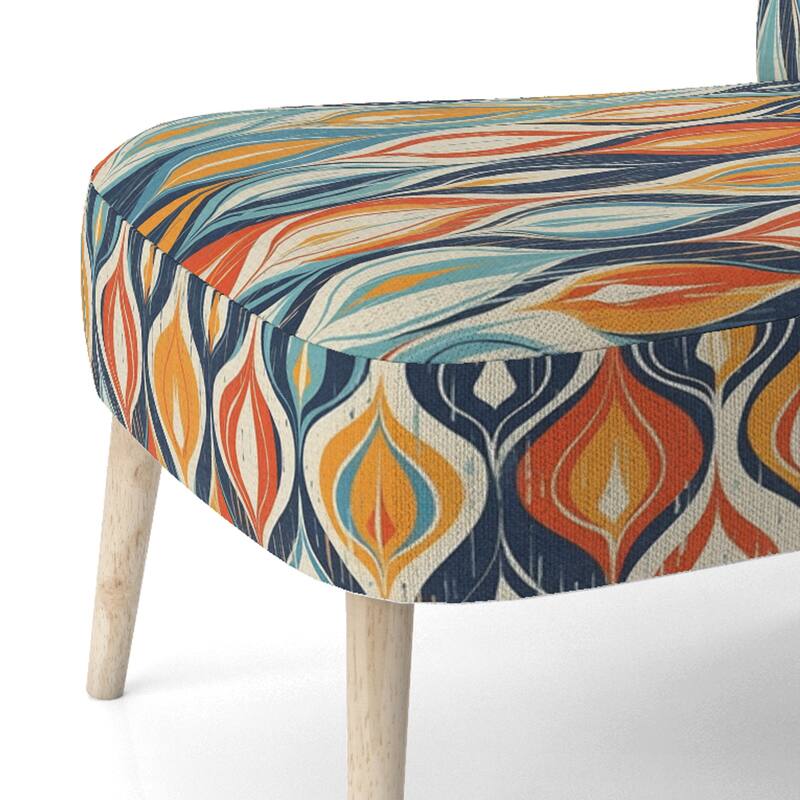 Designart "Orange and Blue Botanical Symphony III" Upholstered Abstract Accent Chair and Modern & Contemporary Arm Chair
